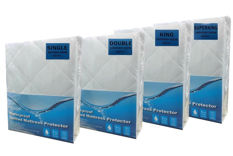Quilted Waterproof Mattress Protector - 4 Sizes - UK Mattress Guides