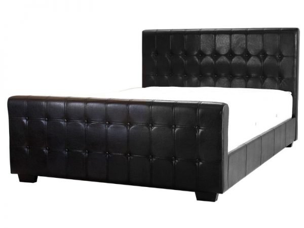 Heartlands Furniture Dakar Button PU Leather Bed  4' 6 Double Black Leather Bed Image0 Image