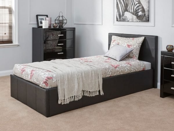 GFW End Lift Ottoman 3' Single Black Faux Ottoman Bed Image0 Image