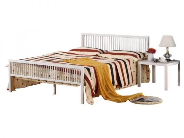 Heartlands Furniture Karachi Bed  4' 6 Double White Metal Bed Image0 Image