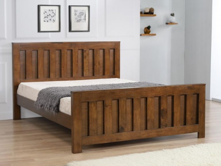 Heartlands Furniture Maxfield Bed Rustic Oak Wooden Bed UK Mattress