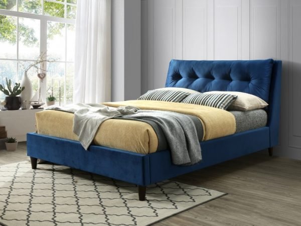 Westpoint Mills Megan 4' 6 Double Blue Fabric Bed Image0 Image