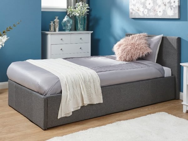 GFW Side Lift Ottoman - Fabric 3' Single Grey Fabric Ottoman Bed Image0 Image