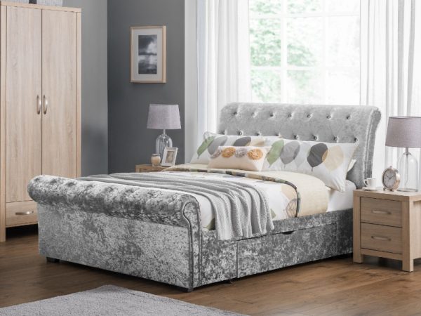 Julian Bowen Verona 5' King Size Silver 2 Drawer Fabric Bed Image0 Image