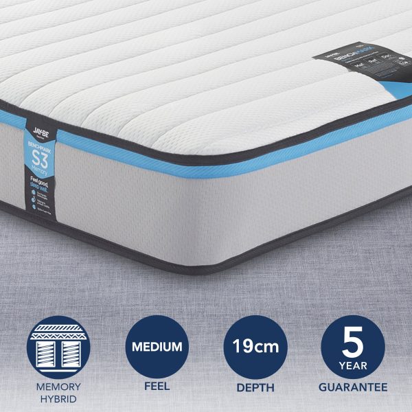 Jay-Be Benchmark S3 Medium Memory Fibre Sprung Mattress  undefined