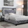 Heartlands Furniture Augustina Crushed Velvet Bed with Mirror 4' 6 Double Silver Fabric Bed Image0 Image