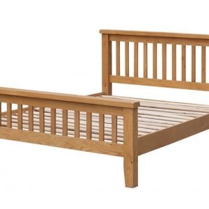 Heartlands Furniture Acorn Solid Oak Bed High Footend 4' 6 Double Wooden Bed Image 0