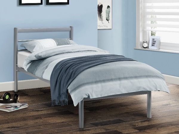 Julian Bowen Alpen Bed 3' Single Silver Slatted Bedstead Metal Bed Image 0