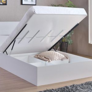 Heartlands Furniture Arden High Gloss Storage Bed 4' 6 Double White Ottoman Bed Image 0
