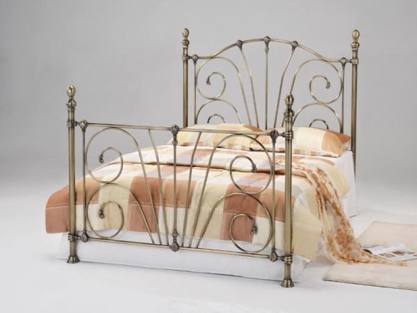 Heartlands Furniture Beatrice Antique Brass Bed 4' 6 Double Metal Bed Image 0