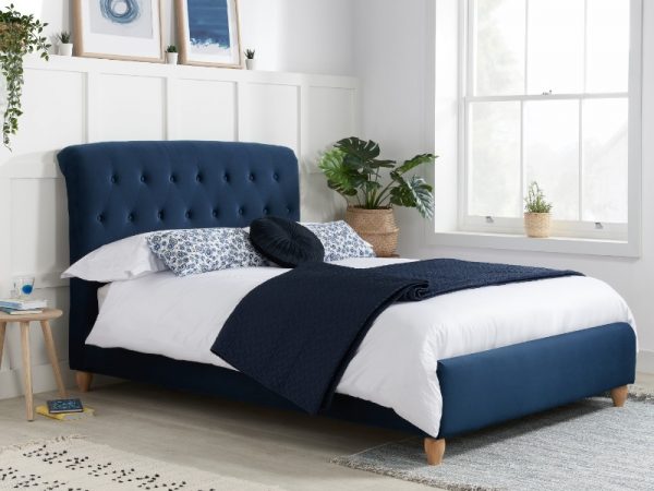 Birlea Brompton 4' Small Double Midnight Blue Fabric Bed Image 0