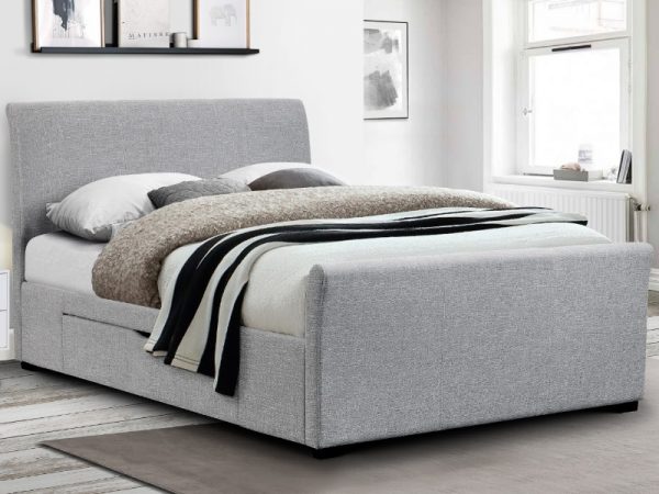 Julian Bowen Capri Bed with 2 Underbed Storage Drawers 4' 6 Double Light Grey 2 Drawer Fabric Bed Image 0