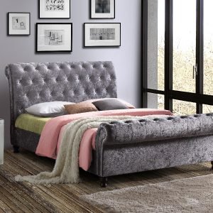 Birlea Castello 4' 6 Double Steel Crushed Velvet Slatted Bedstead Fabric Bed Image 0