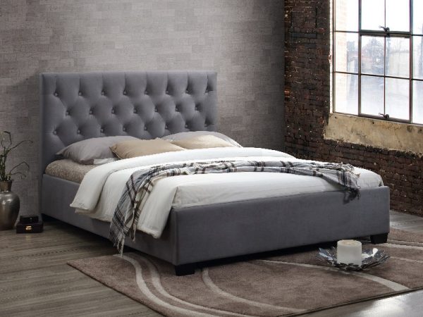 Birlea Cologne Bed 4' 6 Double Grey Fabric Bed Image 0