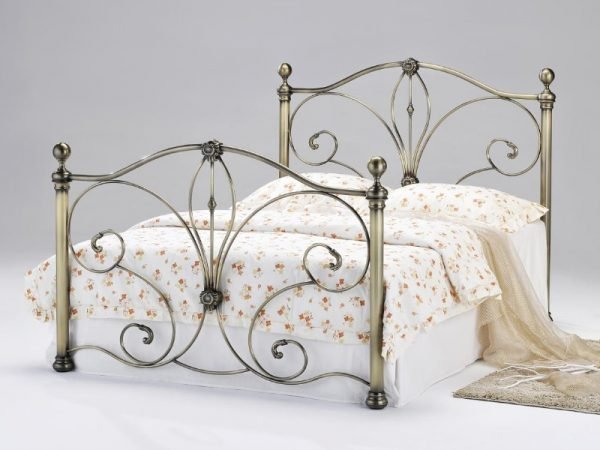 Heartlands Furniture Diane Antique Brass Bed 4' 6 Double Metal Bed Image 0