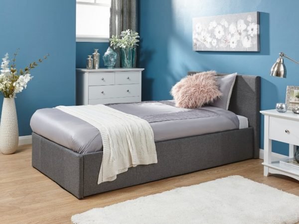 GFW End Lift Ottoman in Fabric 3' Single Grey Fabric Ottoman Bed Image 0