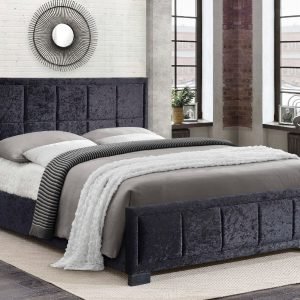 Birlea Hannover Black Crushed Velvet 4' Small Double Fabric Bed Image 0
