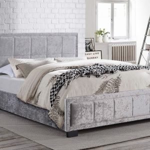 Birlea Hannover Steel Crushed Velvet 4' Small Double Fabric Bed Image 0