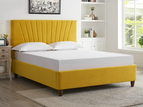 LPD Furniture Lexie 4' 6 Double Mustard Fabric Bed Image 0