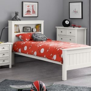 Julian Bowen Maine Bookcase Bed 3' Single Surf White Wooden Bed Image 0