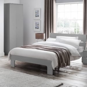 Julian Bowen Manhattan High Gloss Bed 4' 6 Double Grey Wooden Bed Image 0