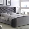 Heartlands Furniture Oregon Velvet Bed Silver 4' 6 Double Fabric Bed Image 0