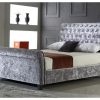 Heartlands Furniture Serenity Crushed Velvet Bed in Silver 4' 6 Double Fabric Bed Image 0