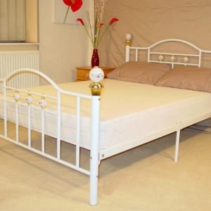 Heartlands Furniture Skyline Bed 4' 6 Double White Metal Bed Image 0