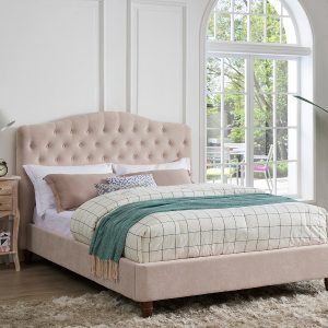 LPD Furniture Sorrento 4' 6 Double Pink Fabric Fabric Bed Image 0