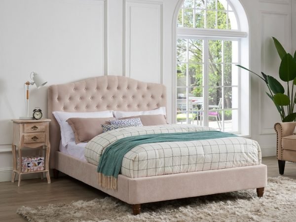 LPD Furniture Sorrento 4' 6 Double Pink Fabric Fabric Bed Image 0