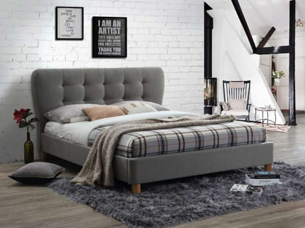 Birlea Stockholm Bed 4' Small Double Grey Fabric Bed Image 0