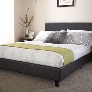 GFW Bed in a Box 3' Single Black Faux Leather Bed Image 0