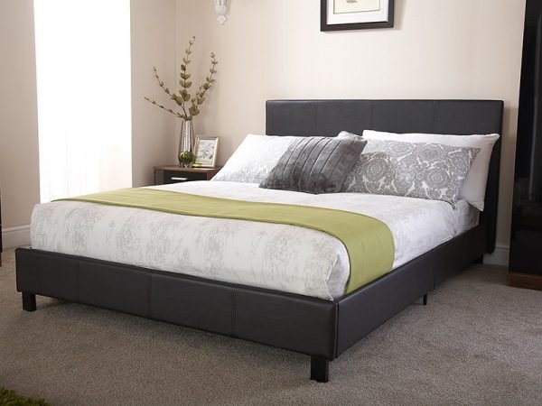 GFW Bed in a Box 3' Single Black Faux Leather Bed Image 0