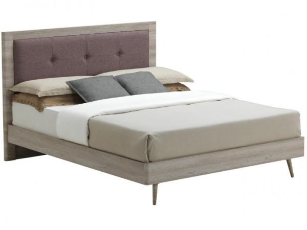 Heartlands Furniture Belvoir Bed Grey Oak and Mocca Fabric 4' 6 Double Wooden Bed Image 0