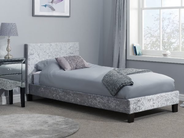 Birlea Berlin Steel Crushed Velvet 3' Single Fabric Bed Image 0