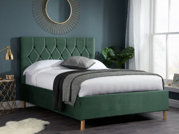 Birlea Loxley 4' Small Double Green Fabric Bed Image 0