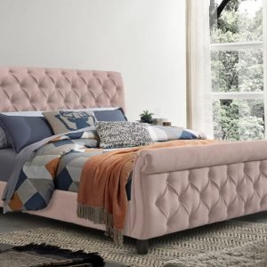Westpoint Mills Morgan 4' 6 Double Blush Pink Fabric Bed Image 0