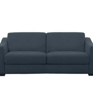 Optimus Space Saving Leather Sofa Bed with Memory Foam Mattress in Hw-313e Ocean Blue on Furniture Village