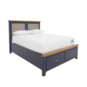 Hewitt 2 End Drawer Bed Frame in Blue/ Natural Tweed on Furniture Village