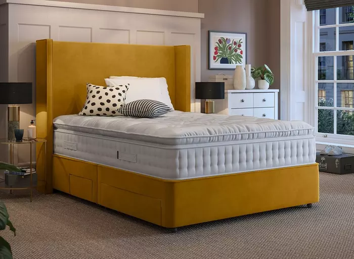 Eco-friendly bedroom interior UK featuring a natural wool mattress